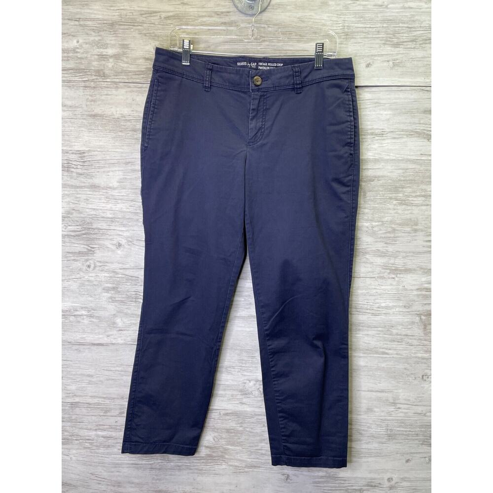 Gap Pants Womens 6 Blue Khakis Vintage Rolled Crop Mid Rise Stretch Cotton